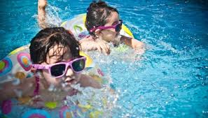 Swimming lesson with coach